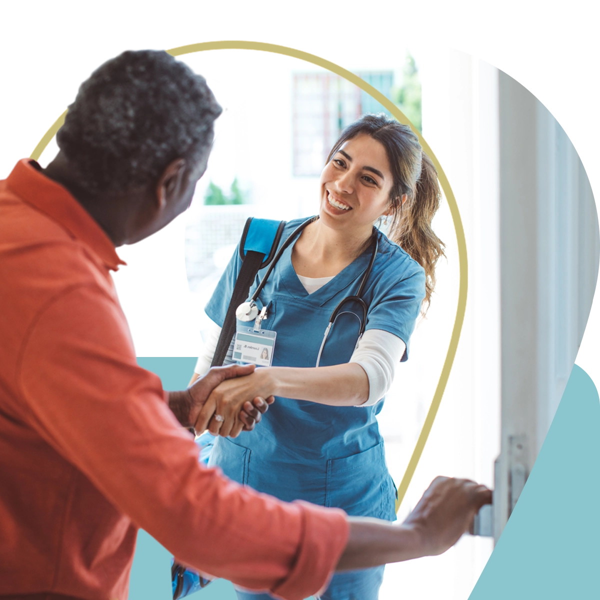 Esperta nurse entering patient's home